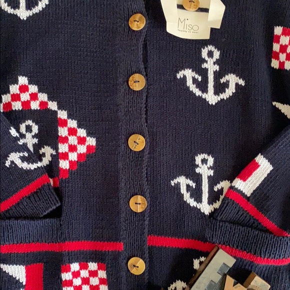 🆕MISO 100% Cotton Nautical Cardigan - Picture 6 of 8